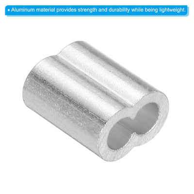 Harfington Uxcell 5/32" 4mm Aluminum Crimping Loop Sleeve Double Ferrule, Silver 10pcs