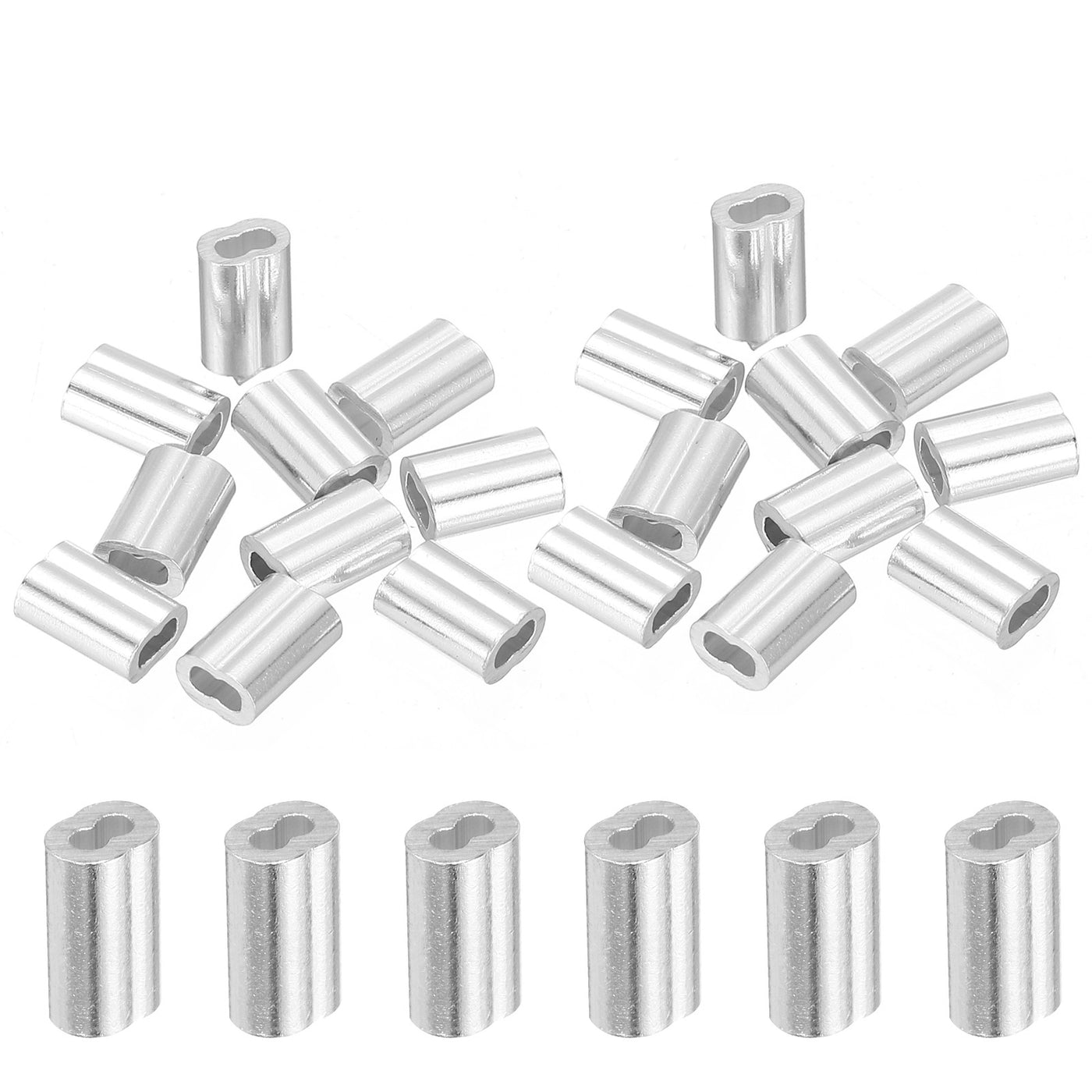 uxcell Uxcell 1/16" 1.5mm Aluminum Crimping Loop Sleeve Double Ferrule, Silver 20pcs