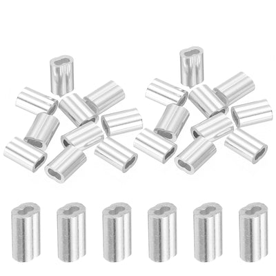 Harfington Uxcell 1/16" 1.5mm Aluminum Crimping Loop Sleeve Double Ferrule, Silver 20pcs