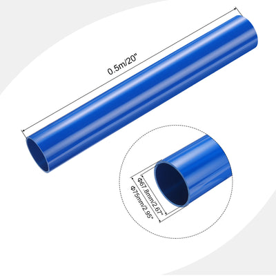 Harfington PVC Rigid Round Pipe 67.8mm ID 75mm OD 500mm Blue High Impact