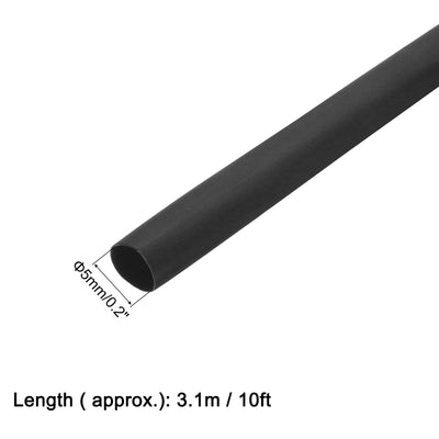 Harfington Uxcell Heat Shrink Tube 2:1 Electrical Insulation Tube Wire Cable Tubing Sleeving Wrap Black 5mm Diameter 3.1m Long