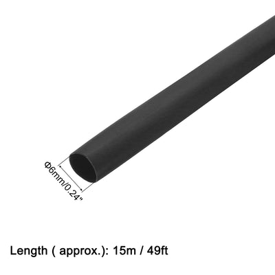 Harfington Uxcell Heat Shrink Tube 2:1 Electrical Insulation Tube Wire Cable Tubing Sleeving Wrap Black 6mm Diameter 15m Long