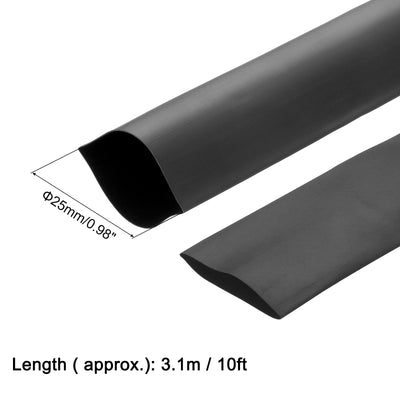 Harfington Uxcell Heat Shrink Tube 2:1 Electrical Insulation Tube Wire Cable Tubing Sleeving Wrap Black 25mm Diameter 3.1m Long