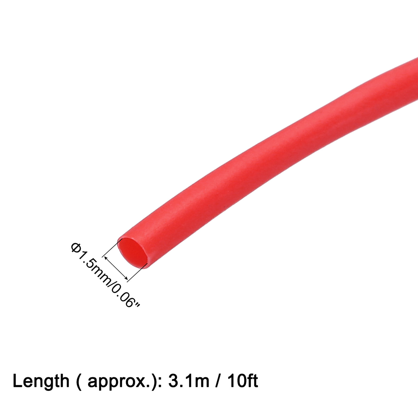 uxcell Uxcell Heat Shrink Tube 2:1 Electrical Insulation Tube Wire Cable Tubing Sleeving Wrap Red 1.5mm Diameter 3.1m Long