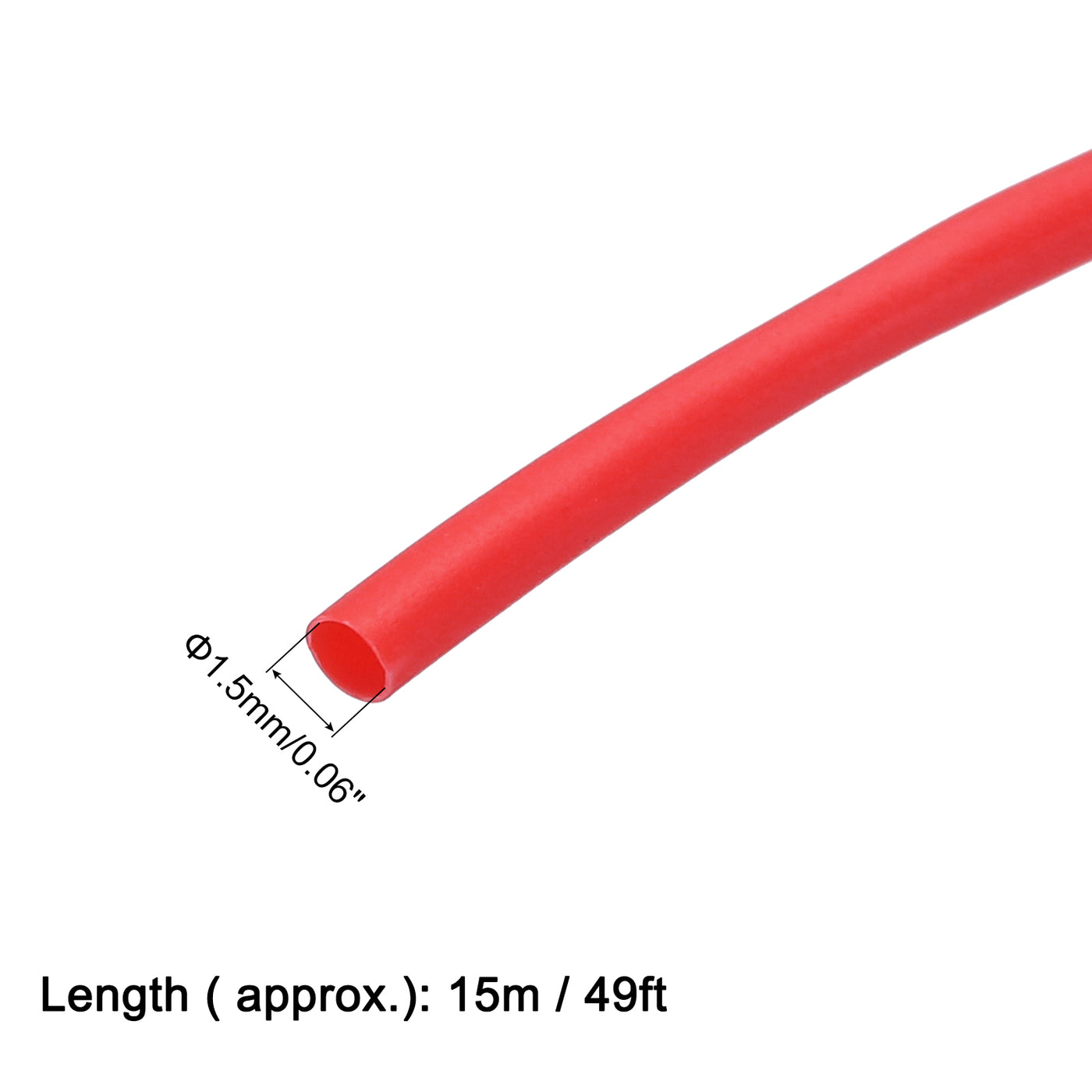 uxcell Uxcell Heat Shrink Tube 2:1 Electrical Insulation Tube Wire Cable Tubing Sleeving Wrap Red 1.5mm Diameter 15m Long