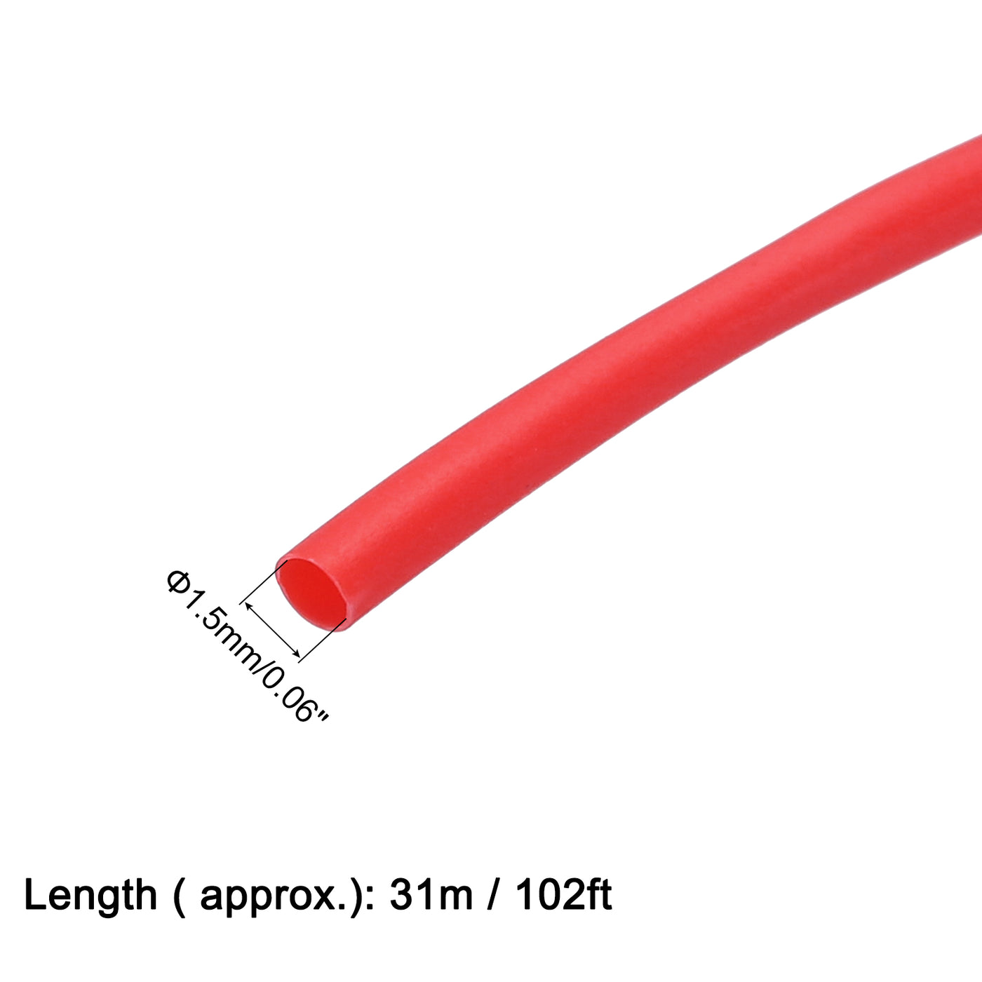 uxcell Uxcell Heat Shrink Tube 2:1 Electrical Insulation Tube Wire Cable Tubing Sleeving Wrap Red 1.5mm Diameter 31m Long