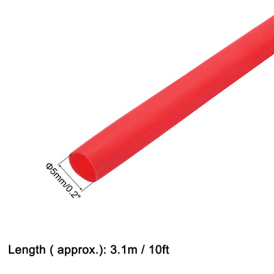 Harfington Uxcell Heat Shrink Tube 2:1 Electrical Insulation Tube Wire Cable Tubing Sleeving Wrap Red 5mm Diameter 3.1m Long