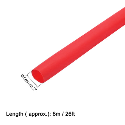 Harfington Uxcell Heat Shrink Tube 2:1 Electrical Insulation Tube Wire Cable Tubing Sleeving Wrap Red 5mm Diameter 8m Long