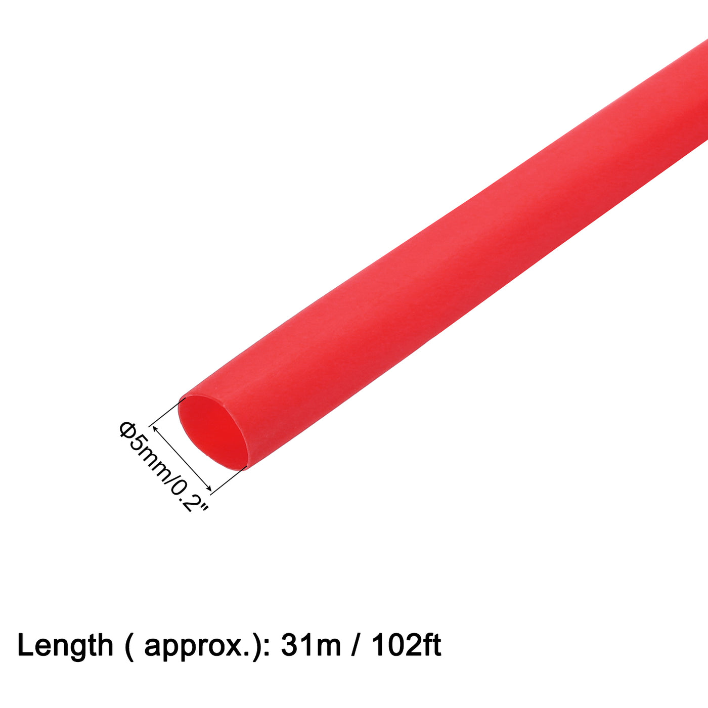 uxcell Uxcell Heat Shrink Tube 2:1 Electrical Insulation Tube Wire Cable Tubing Sleeving Wrap Red 5mm Diameter 31m Long