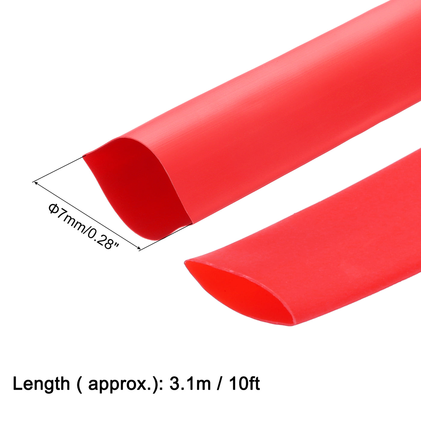 uxcell Uxcell Heat Shrink Tube 2:1 Electrical Insulation Tube Wire Cable Tubing Sleeving Wrap Red 7mm Diameter 3.1m Long