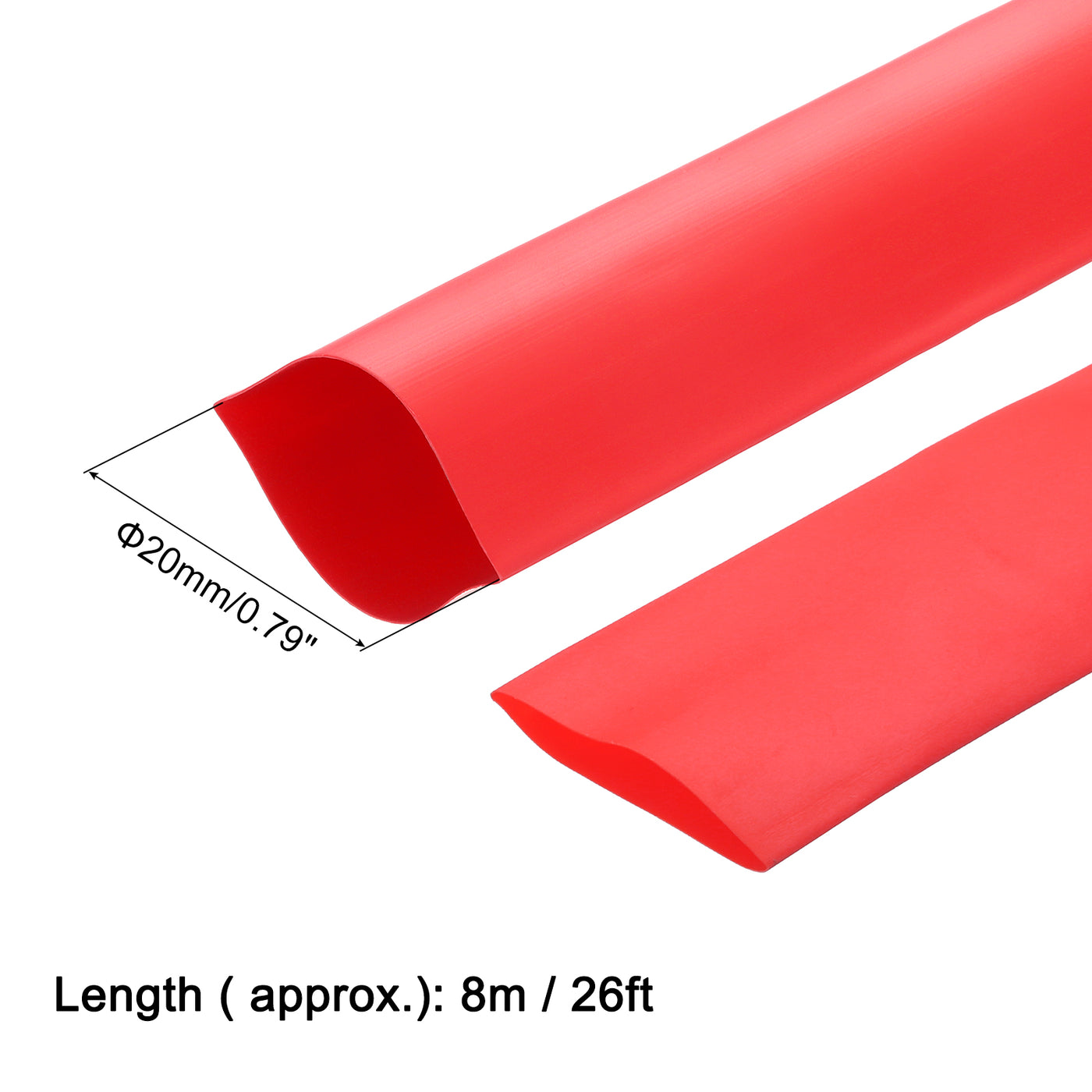 uxcell Uxcell Heat Shrink Tube 2:1 Electrical Insulation Tube Wire Cable Tubing Sleeving Wrap Red 20mm Diameter 8m Long