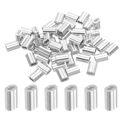 Harfington Uxcell 3/64" 1.2mm Aluminum Crimping Loop Sleeve Double Ferrule, Silver 50pcs