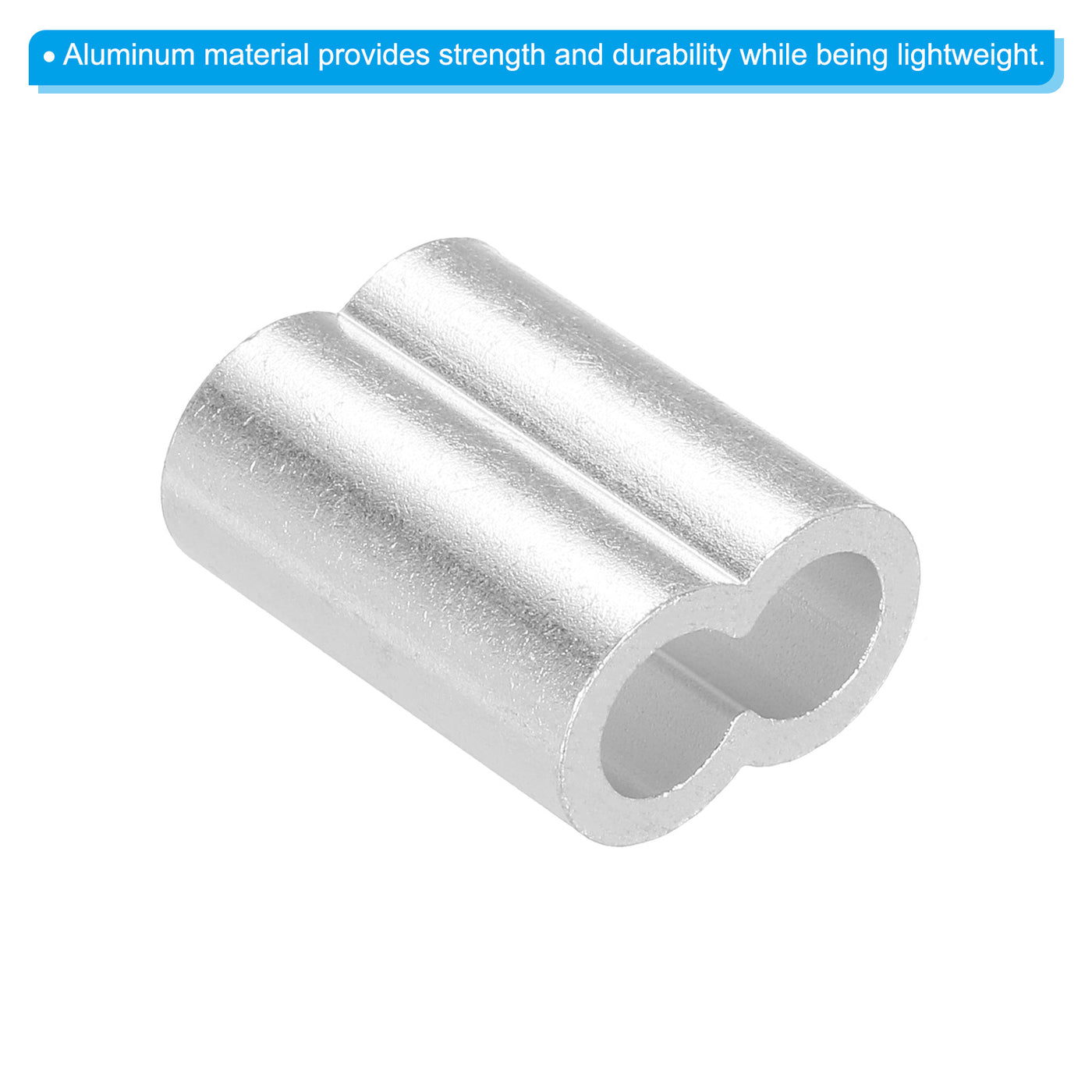 uxcell Uxcell 5/16" 8mm Aluminum Crimping Loop Sleeve Double Ferrule, Silver 50pcs