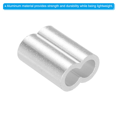 Harfington Uxcell 5/16" 8mm Aluminum Crimping Loop Sleeve Double Ferrule, Silver 50pcs