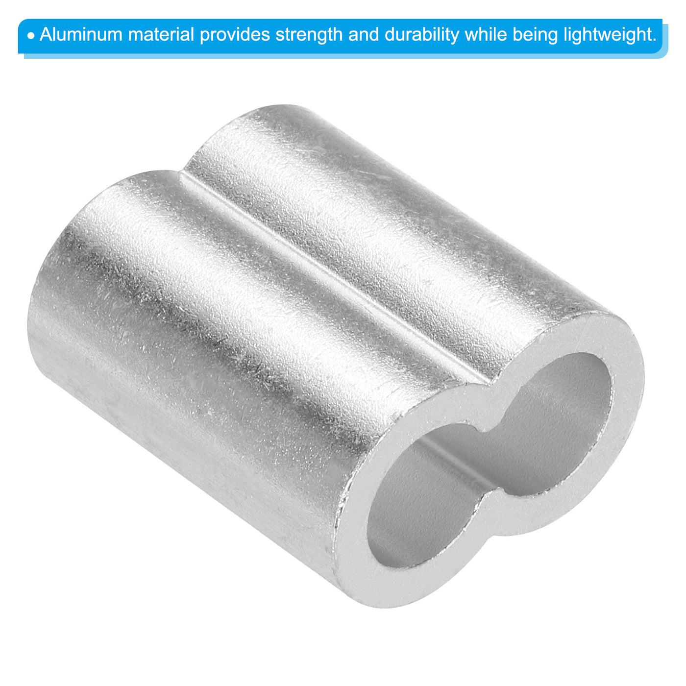 uxcell Uxcell 3/8" 10mm Aluminum Crimping Loop Sleeve Double Ferrule, Silver 50pcs