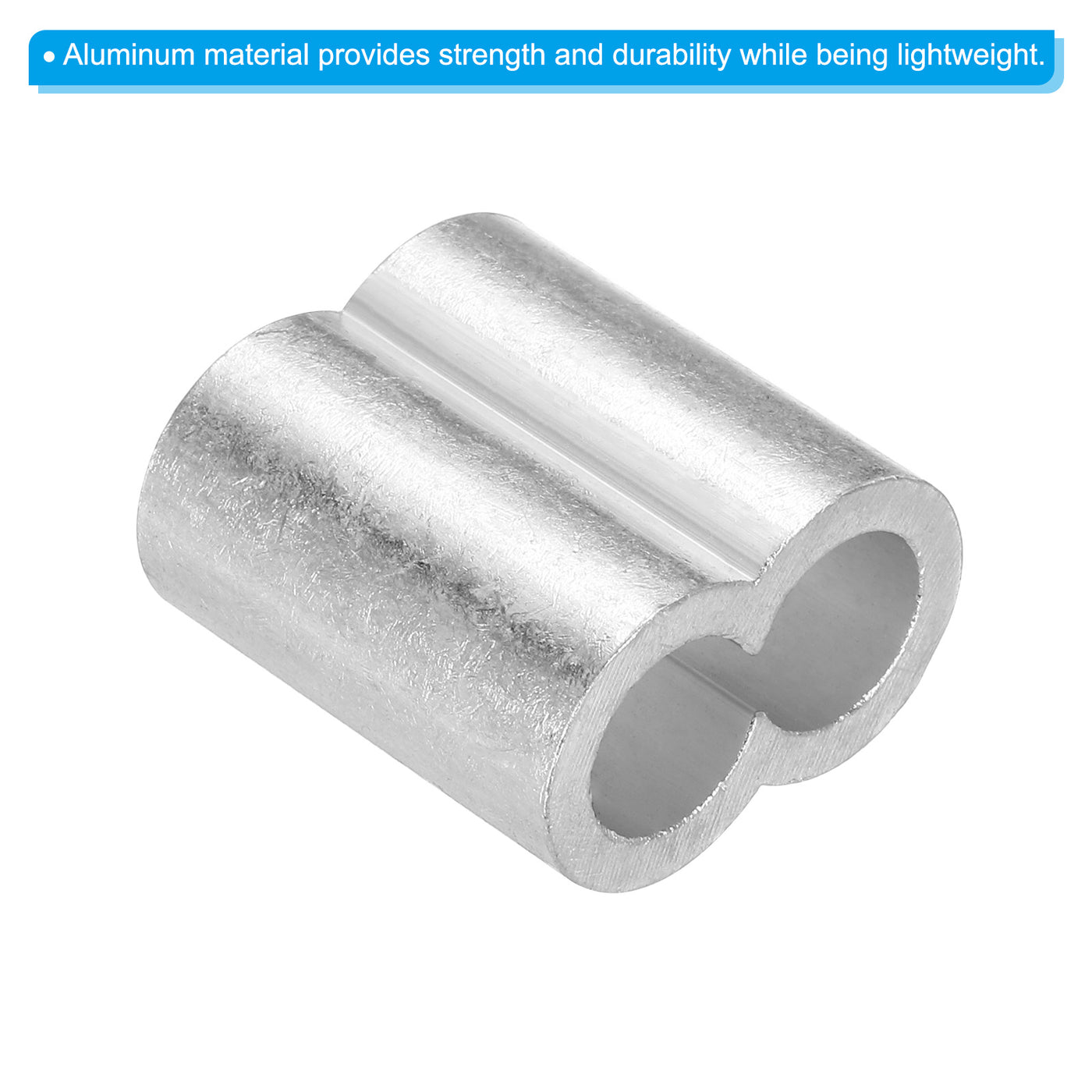 uxcell Uxcell 15/32" 12mm Aluminum Crimping Loop Sleeve Double Ferrule, Silver 25pcs