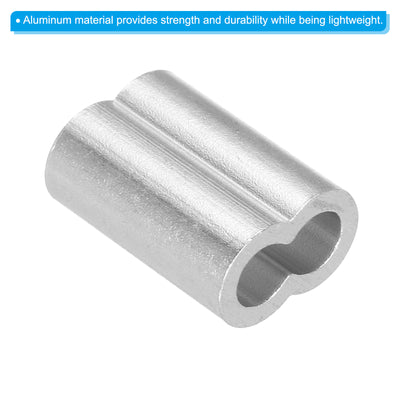 Harfington Uxcell 3/16" 5mm Aluminum Crimping Loop Sleeve Double Ferrule, Silver 100pcs