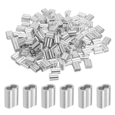 Harfington Uxcell 3/16" 5mm Aluminum Crimping Loop Sleeve Double Ferrule, Silver 200pcs