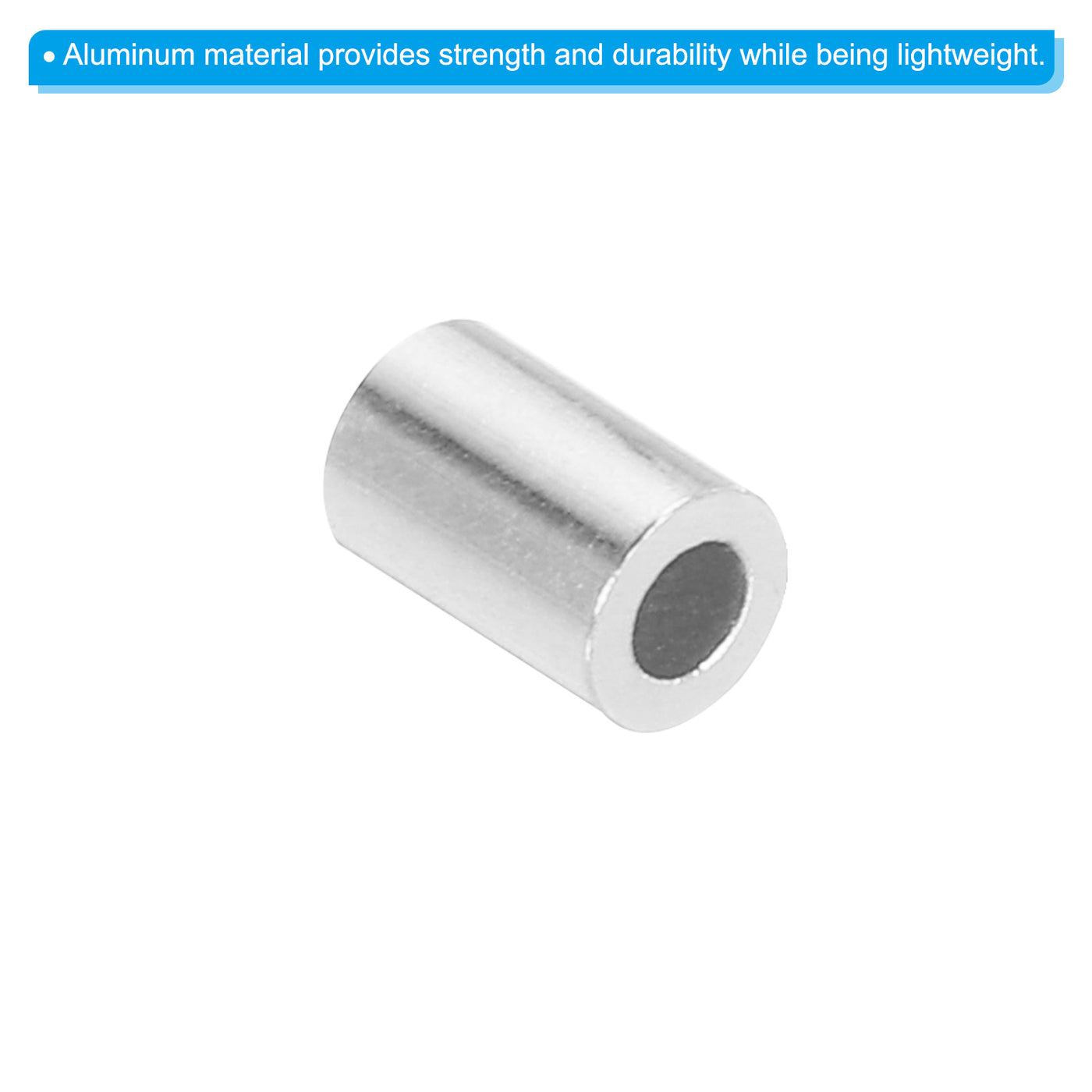 uxcell Uxcell 5/64" 2mm Aluminum Crimping Loop Sleeve Single Round Ferrule, Silver 25pcs