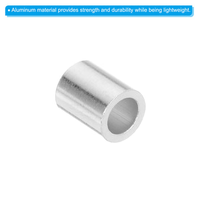 Harfington Uxcell 5/32" 4mm Aluminum Crimping Loop Sleeve Single Round Ferrule, Silver 25pcs