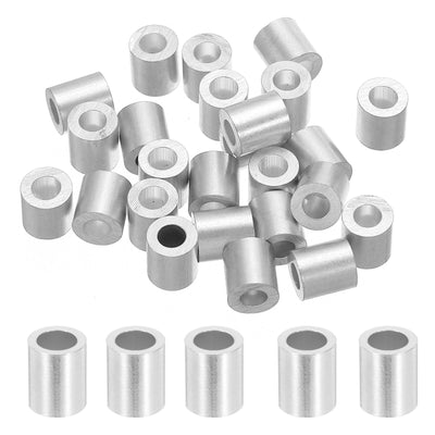 Harfington Uxcell 5/32" 4mm Aluminum Crimping Loop Sleeve Single Round Ferrule, Silver 25pcs