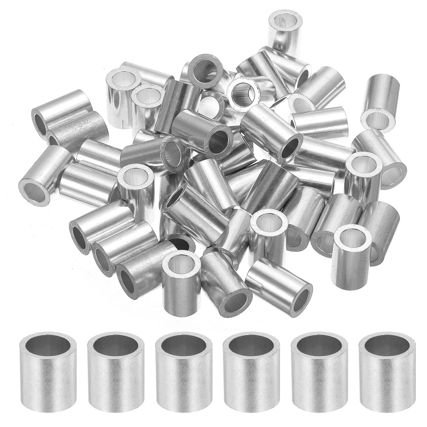 uxcell Uxcell 3/8" 10mm Aluminum Crimping Loop Sleeve Single Round Ferrule,Silver 50pcs