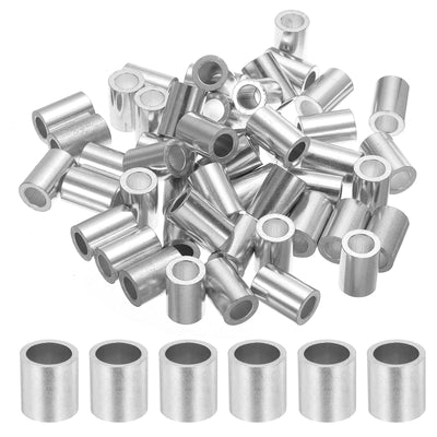 Harfington Uxcell 3/8" 10mm Aluminum Crimping Loop Sleeve Single Round Ferrule,Silver 50pcs