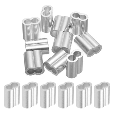 Harfington Uxcell 5/16" 8mm Aluminum Crimping Loop Sleeve Double Ferrule, Silver 10pcs