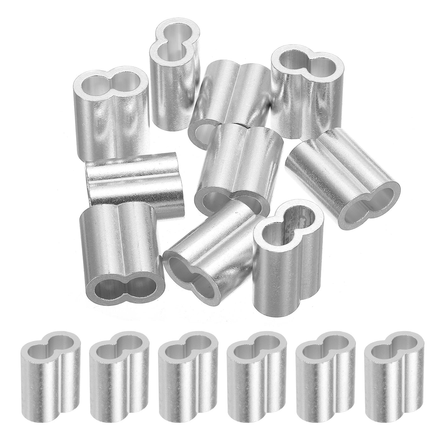 uxcell Uxcell 3/8" 10mm Aluminum Crimping Loop Sleeve Double Ferrule, Silver 10pcs