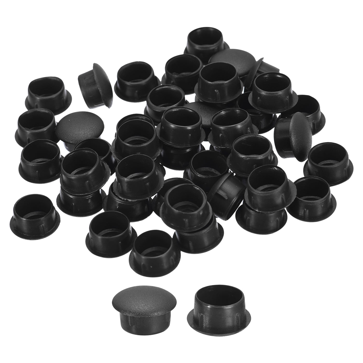 uxcell Uxcell 150 Stück Schraubenloch-Abdeckungen, 14mm (9/16") Durchmesser Kunststoff-Runde Knopf-Abdeckungen Einrasten Verriegelung Loch-Abdeckungen Flachkappen für Möbel Schrank, Schwarz