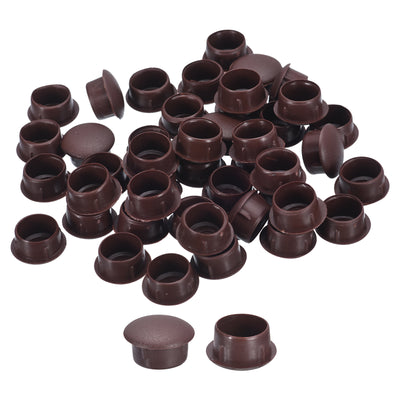 Harfington Uxcell 200Pcs Screw Hole Plugs, 14mm(9/16") Dia Plastic Button Plugs, Dark Brown