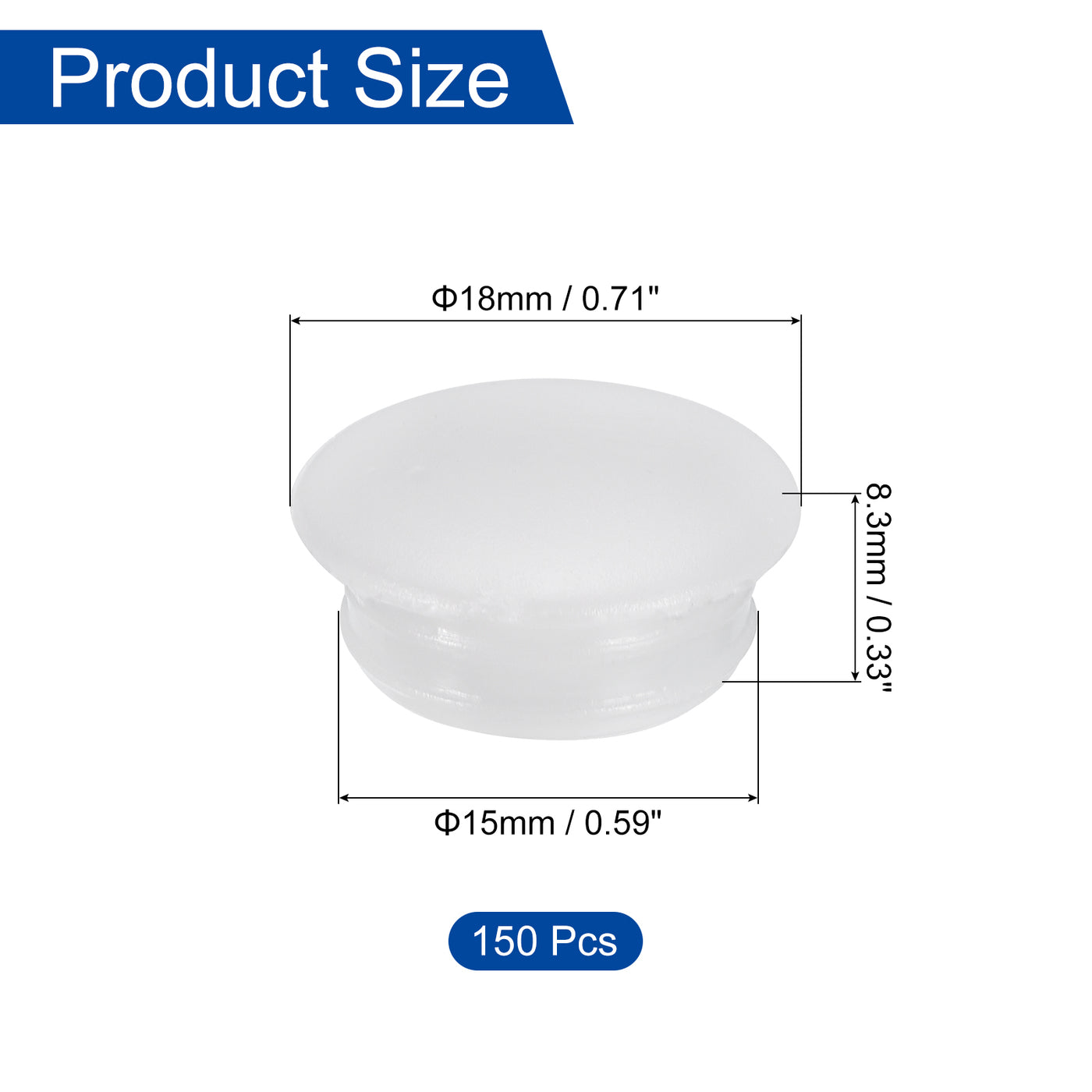 uxcell Uxcell 150 Stück Schraubenloch-Abdeckungen, 15mm (9/16") Durchmesser Kunststoff-Runde Knopf-Abdeckkappen zum Einrasten für Möbel Schrank, Transparent