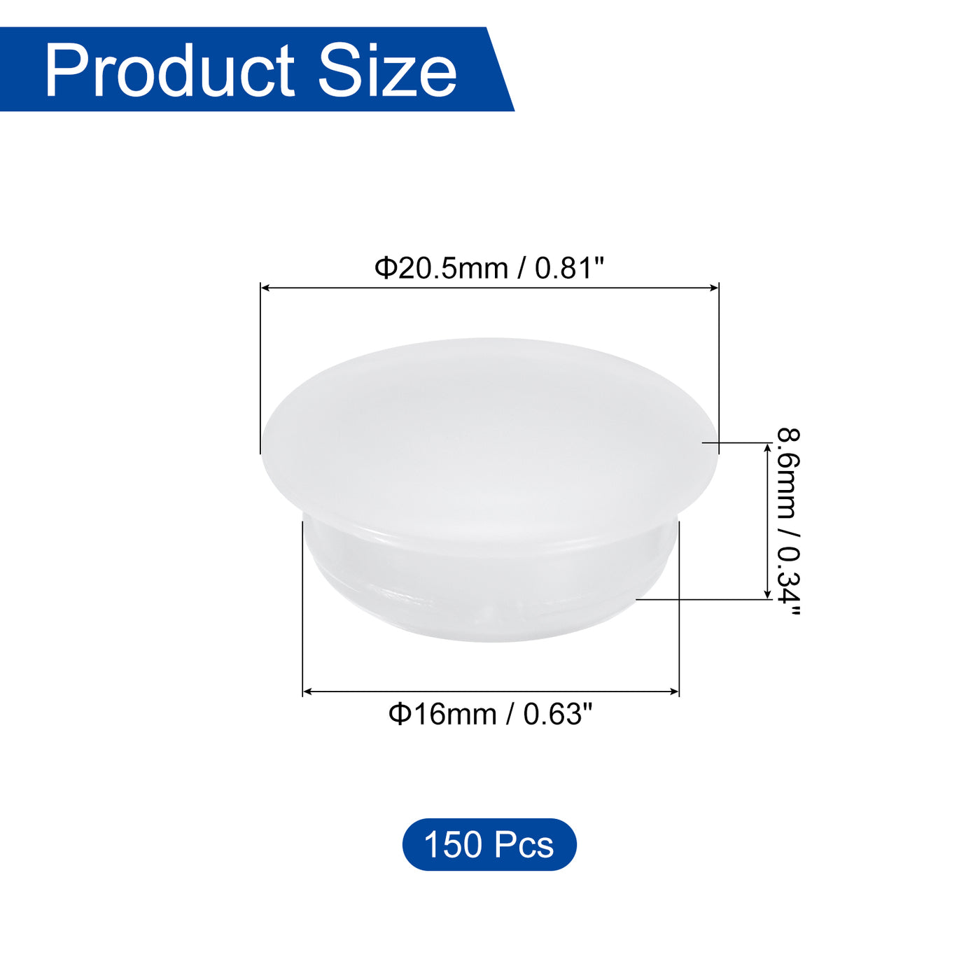 uxcell Uxcell 150Pcs Screw Hole Plugs, 16mm(5/8") Dia Plastic Button Plugs, Transparent