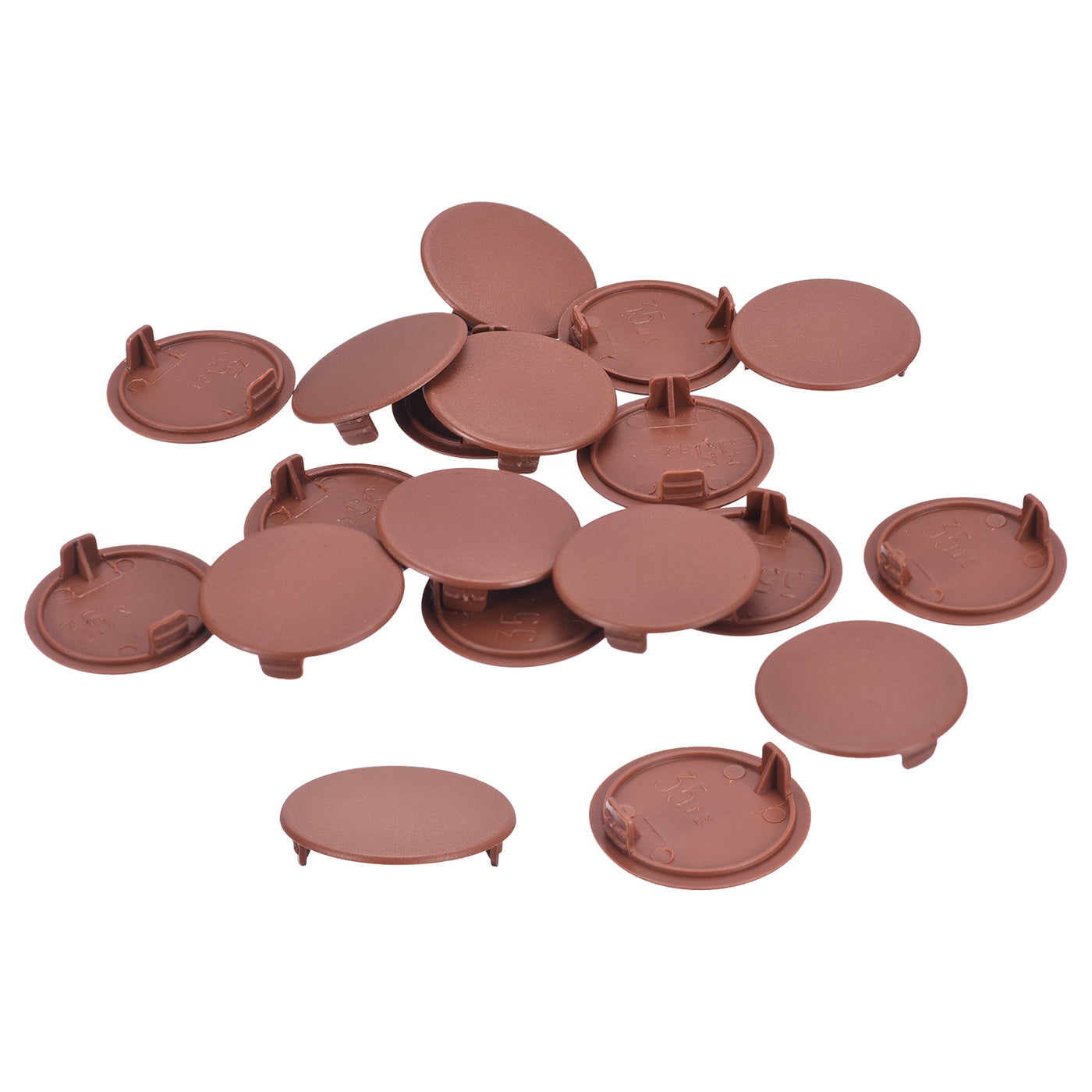 uxcell Uxcell 100Pcs 35mm(1 3/8") Dia Plastic Concealed Hinge Hole Cover Hole Plugs, Red Brown