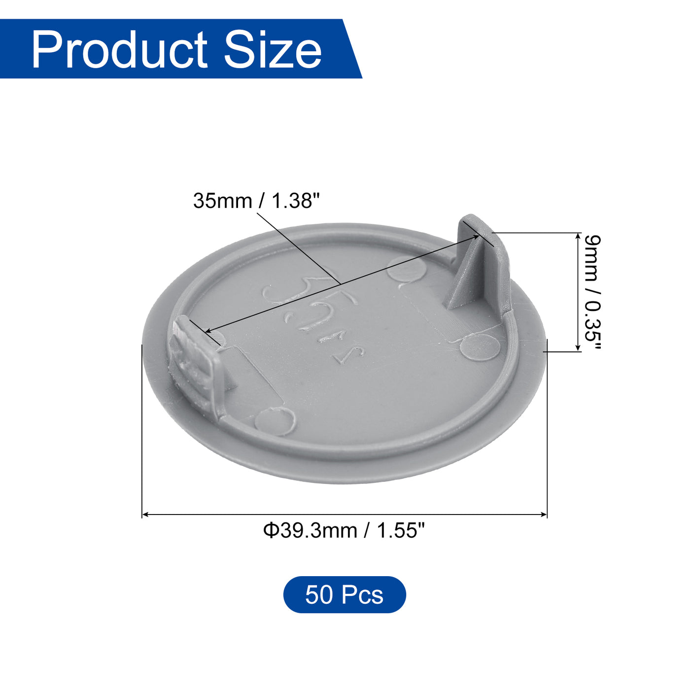 uxcell Uxcell 50Pcs 35mm(1 3/8") Dia Plastic Concealed Hinge Hole Cover Hole Plugs, Grey