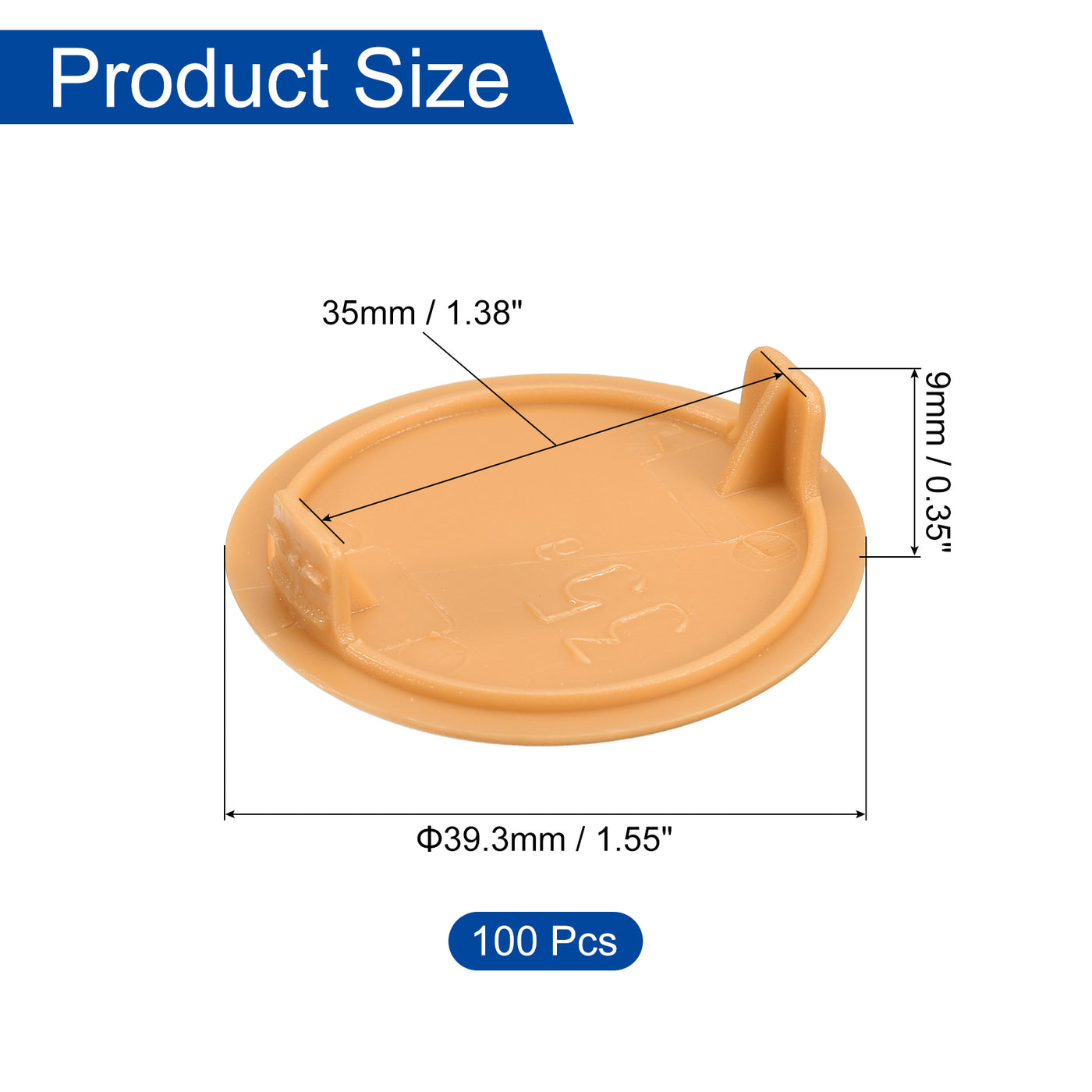 uxcell Uxcell 100Pcs 35mm(1 3/8") Dia Plastic Concealed Hinge Hole Cover Hole Plugs, Orange