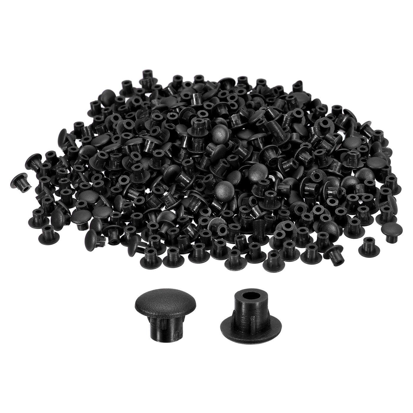 uxcell Uxcell 800Pcs Screw Hole Plugs, 5mm(3/16") Dia Plastic Round Button Plugs Snap in Locking Hole Covers Flush Type Caps for Furniture Cabinet, Black