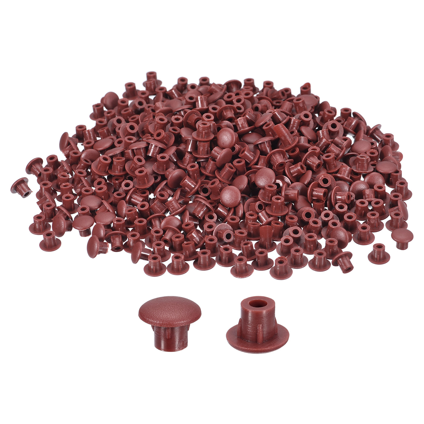 uxcell Uxcell 2000Pcs Screw Hole Plugs, 5mm(3/16") Dia Plastic Round Button Plugs Snap in Locking Hole Covers Flush Type Caps for Furniture Cabinet, Red Brown