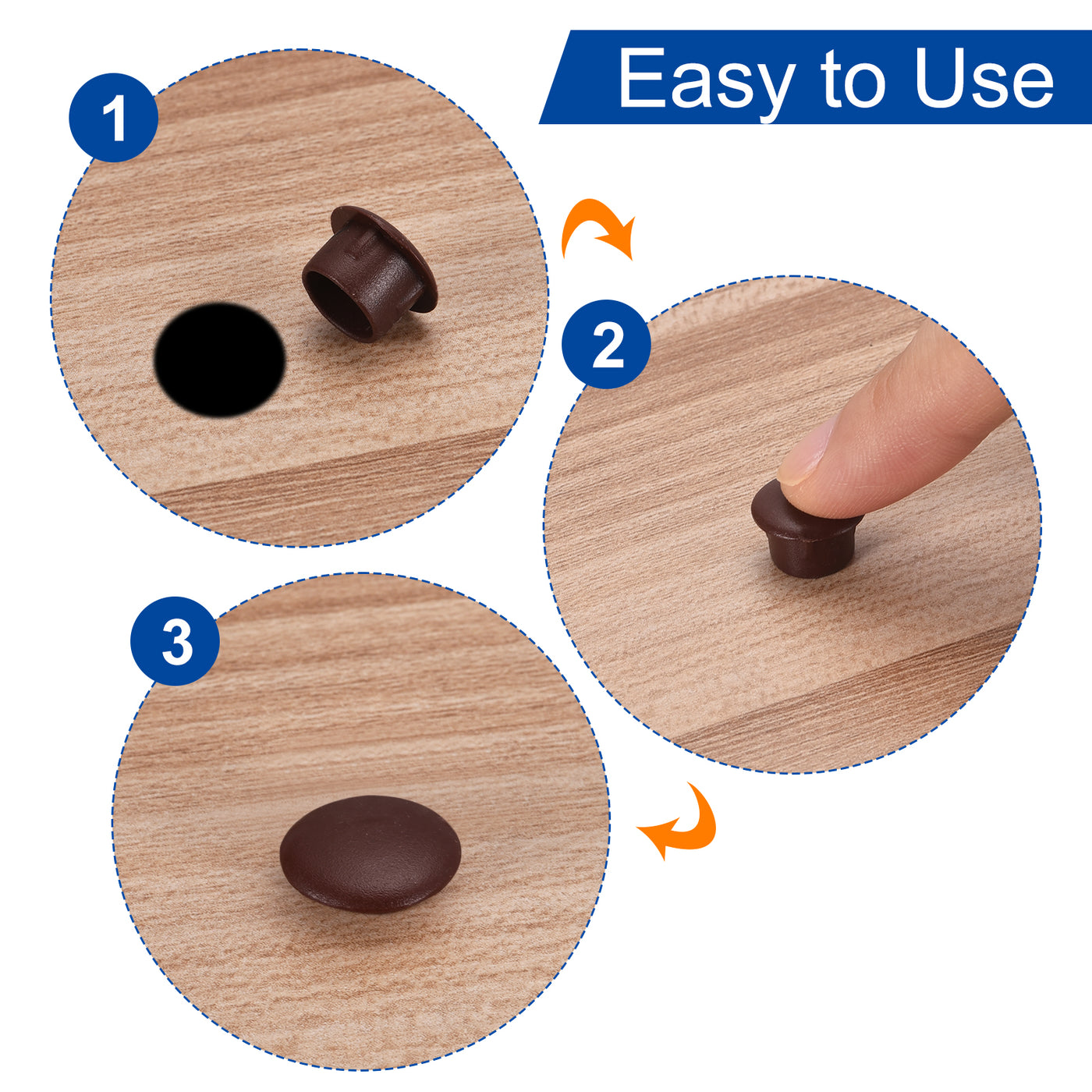 uxcell Uxcell 800Pcs Screw Hole Plugs, 5mm(3/16") Dia Plastic Round Button Plugs Snap in Locking Hole Covers Flush Type Caps for Furniture Cabinet, Dark Brown