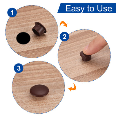 Harfington Uxcell 800Pcs Screw Hole Plugs, 5mm(3/16") Dia Plastic Round Button Plugs Snap in Locking Hole Covers Flush Type Caps for Furniture Cabinet, Dark Brown