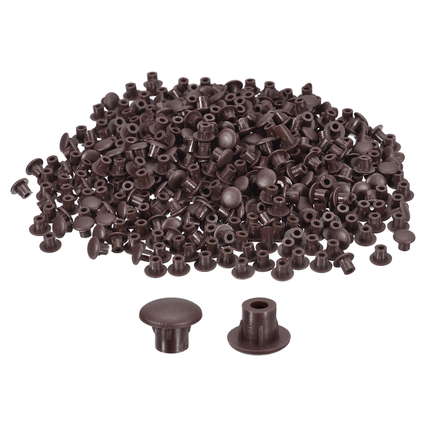 uxcell Uxcell 800Pcs Screw Hole Plugs, 5mm(3/16") Dia Plastic Round Button Plugs Snap in Locking Hole Covers Flush Type Caps for Furniture Cabinet, Dark Brown