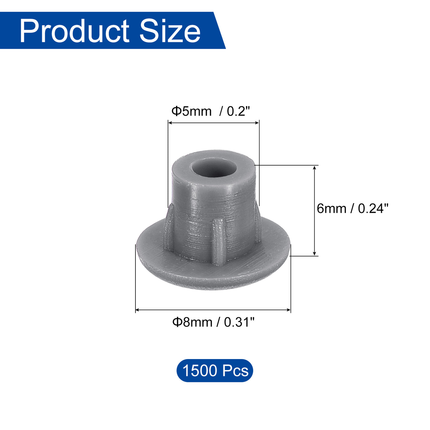 uxcell Uxcell 1500 Stück Schraubenloch-Abdeckungen, 5mm (3/16") Durchmesser Kunststoff-Runde Knopf-Abdeckkappen zum Einrasten für Möbel Schrank, Dunkelgrau