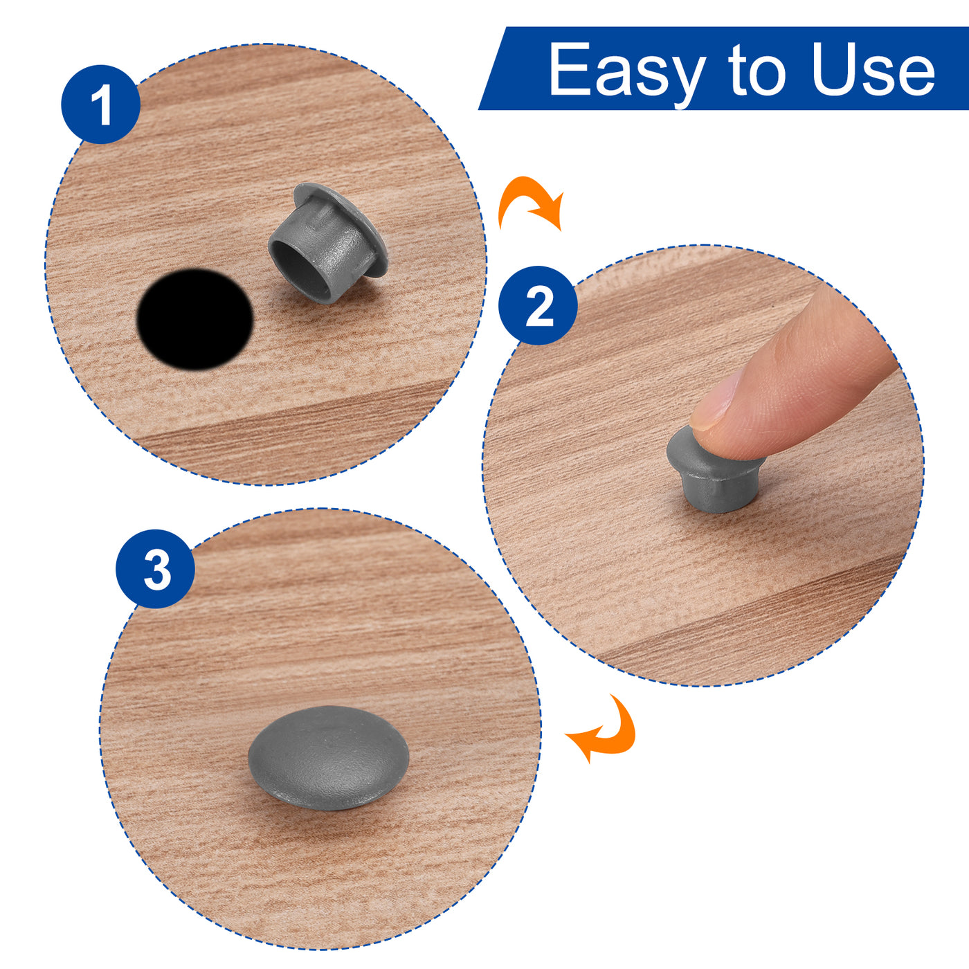 uxcell Uxcell 1500 Stück Schraubenloch-Abdeckungen, 5mm (3/16") Durchmesser Kunststoff-Runde Knopf-Abdeckkappen zum Einrasten für Möbel Schrank, Dunkelgrau