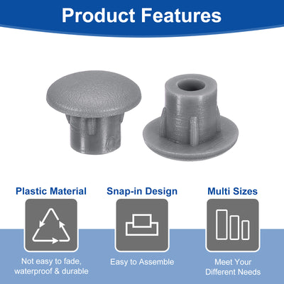 Harfington Uxcell 1500 Stück Schraubenloch-Abdeckungen, 5mm (3/16") Durchmesser Kunststoff-Runde Knopf-Abdeckkappen zum Einrasten für Möbel Schrank, Dunkelgrau