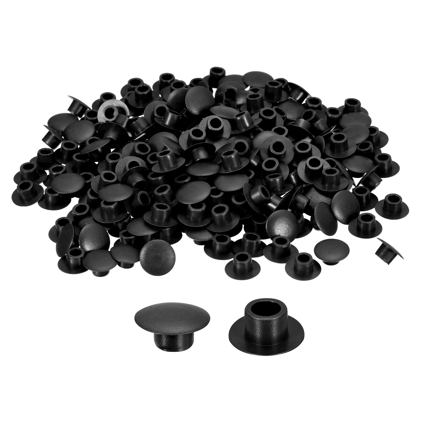 uxcell Uxcell 200Pcs Screw Hole Plugs, 6mm(1/4") Dia Plastic Round Button Plugs Snap in Locking Hole Covers Flush Type Caps for Furniture Cabinet, Black