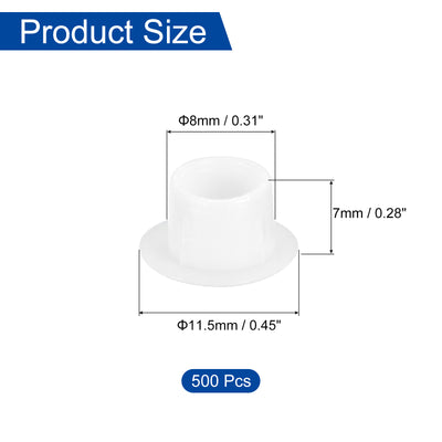 Harfington Uxcell 500 Stück Schraubenloch-Abdeckungen, 8mm (5/16") Durchmesser Kunststoff-Runde Knopf-Abdeckkappen zum Einrasten für Möbel Schrank, Weiß