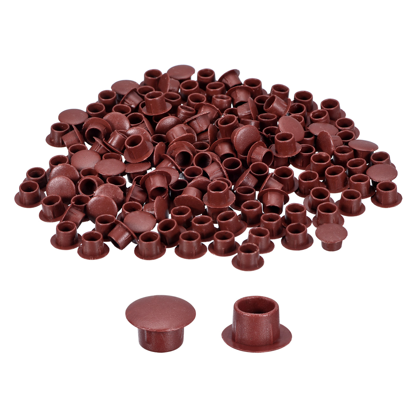 uxcell Uxcell 150Pcs Screw Hole Plugs, 8mm(5/16") Dia Plastic Round Button Plugs Snap in Locking Hole Covers Flush Type Caps for Furniture Cabinet, Red Brown