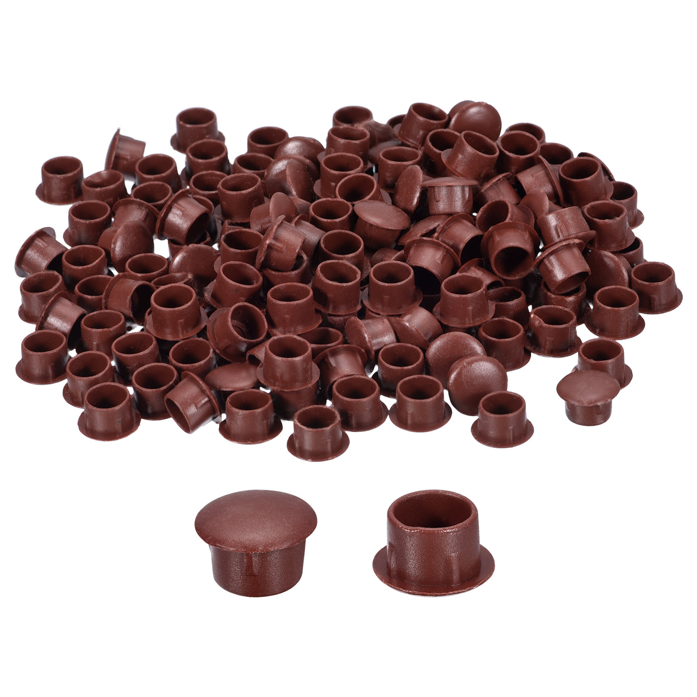 uxcell Uxcell 150Pcs Screw Hole Plugs, 10mm(3/8") Dia Plastic Round Button Plugs Snap in Locking Hole Covers Flush Type Caps for Furniture Cabinet, Red Brown