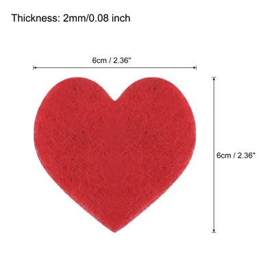 Harfington Felt Heart Shape Heart Valentine's Day Craft 2.4Inch x 2.4Inch Red 100pcs