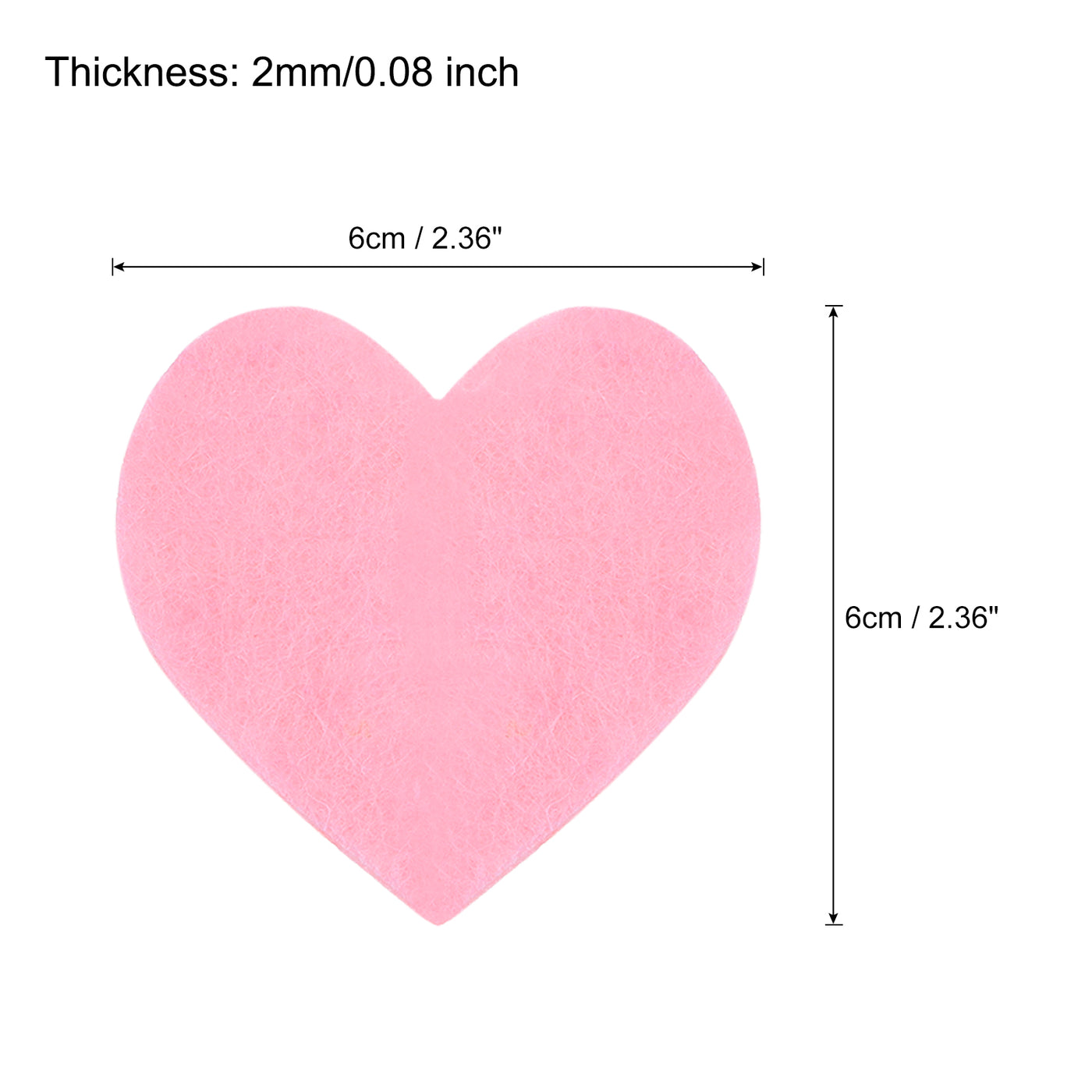 Harfington Felt Heart Shape Heart Valentine's Day Craft 2.4Inch x 2.4Inch Pink 100pcs